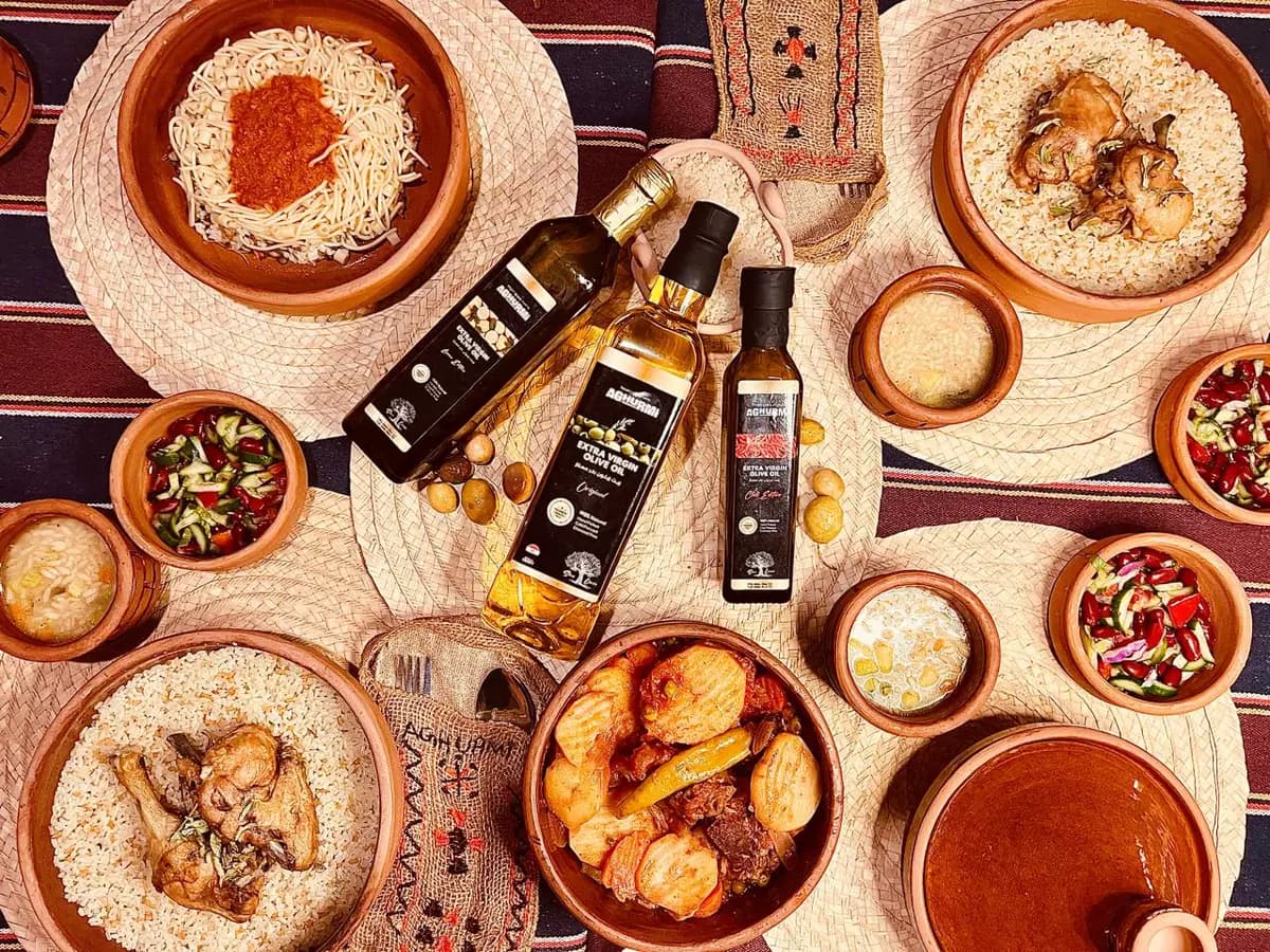 A Siwan table of rice, stews and local olive oil