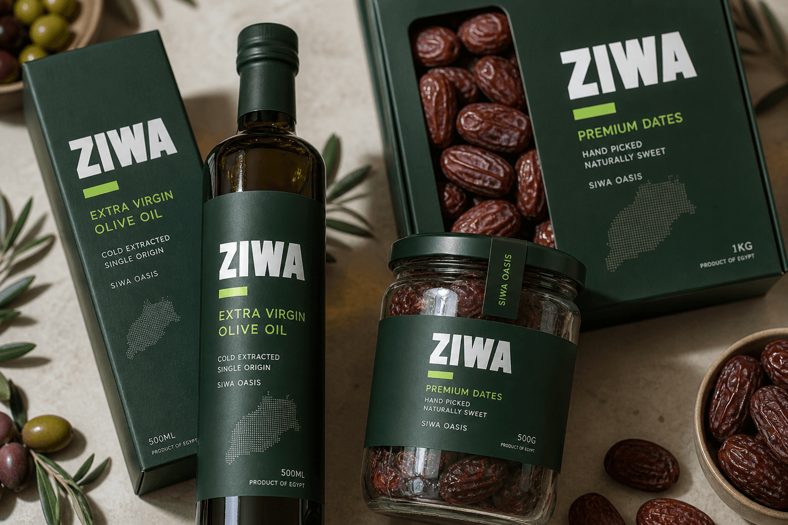 ZIWA farm products — dates, olive oil, natural produce from Siwa